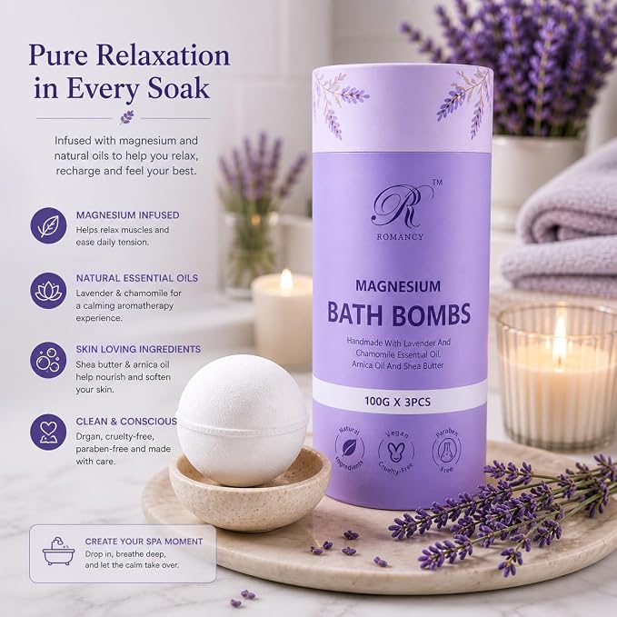 Magnesium Lavender Bath Bombs Gift Set – XL Epsom Salt Bath Bombs - Image 3