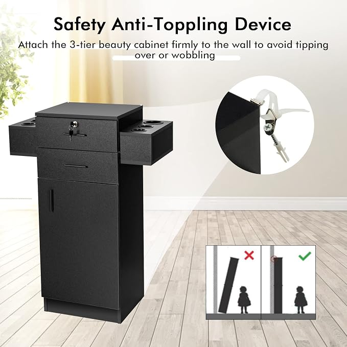 Giantex Salon Storage Cabinet, Locking Hair Styling Storage Organizer - Image 6