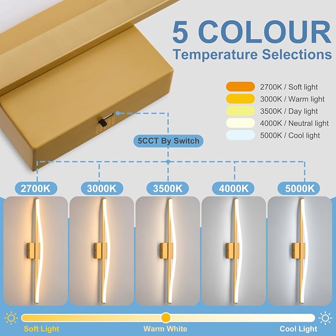 Modern Bathroom Vanity Light 32 inch, Dimmable 5CCT Led Bathroom Light Fixture - Image 2