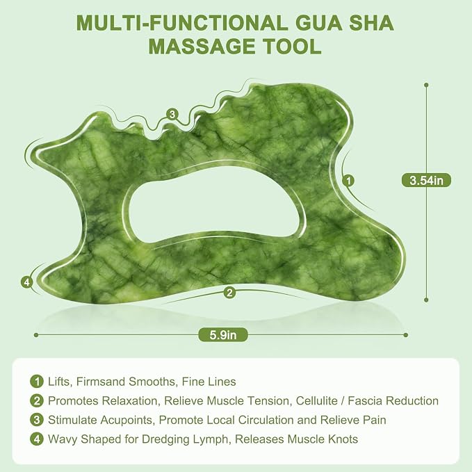 6-in-1 Jade Stone Body Gua Sha Facial Tools - Image 2