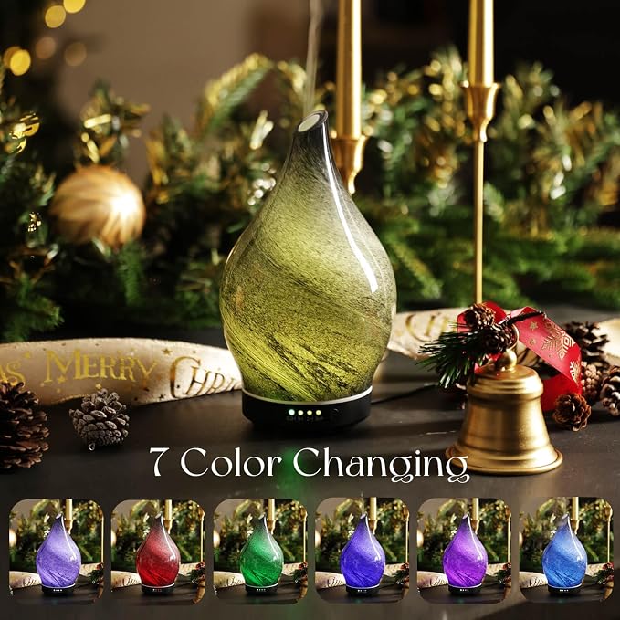 Porseme 150ml Essential Oil Diffuser Glass Color Changing Aroma Air Diffusers - Image 2