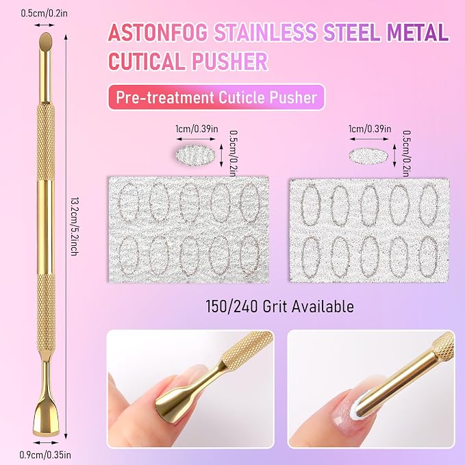 Pre-Treatment Cuticle Pusher, Dual Ended Cuticle Remover Russian Prep Nail - Image 2