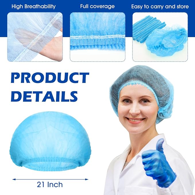 Yahenda 2000 Pcs Disposable Hair Nets Bulk 21 Inch Non Woven Bouffant Caps - Image 2