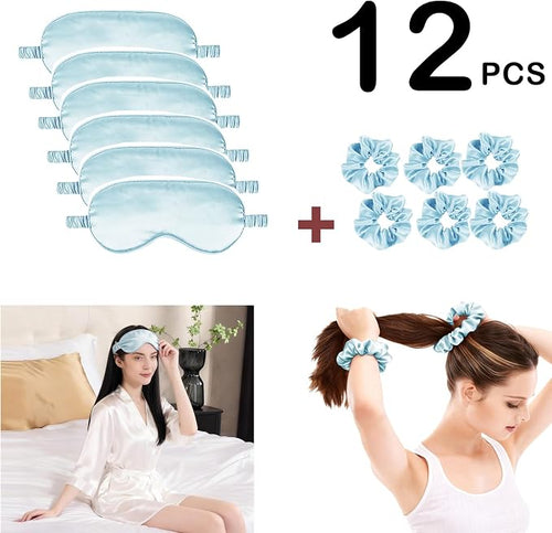 12Pcs Silk Sleep Masks Satin Eye Mask Silky Eyes Cover Blindfold Eyeshade Hair - Image 2