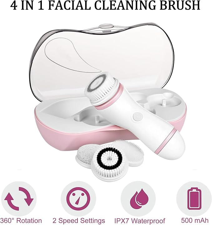 Facial Cleansing Brush, 4 in 1 Electric Face Scrubber - Image 2