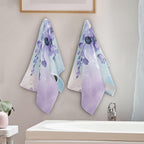 Purple White Violet Floral Hand Towels - Image 3