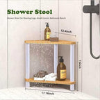 2-Tier Bamboo Corner Shower Caddy, Waterproof Bathroom Corner Storage Organizer - Image 3