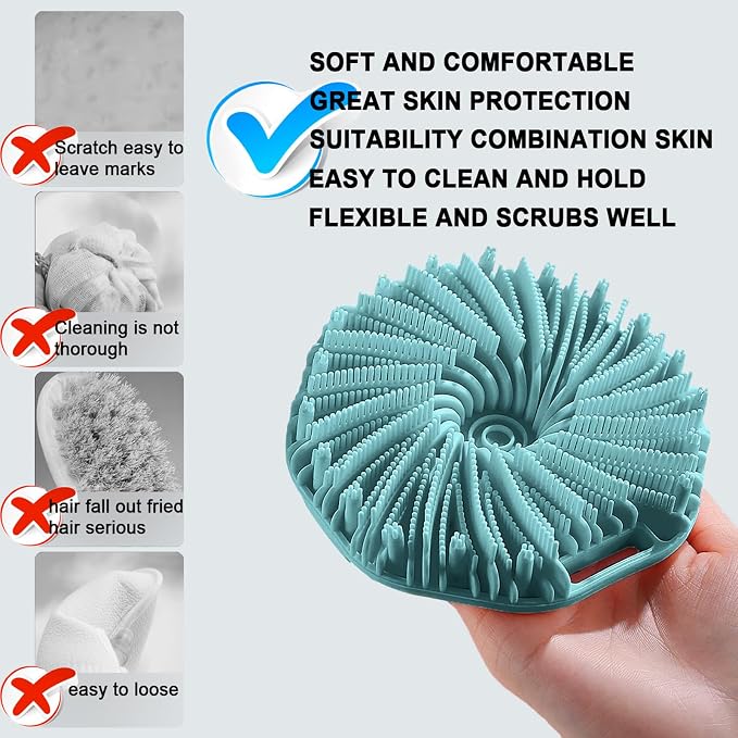 RamPula Silicone Body Scrubber, Silicone Loofah, Quick-Dry Exfoliating Body - Image 2