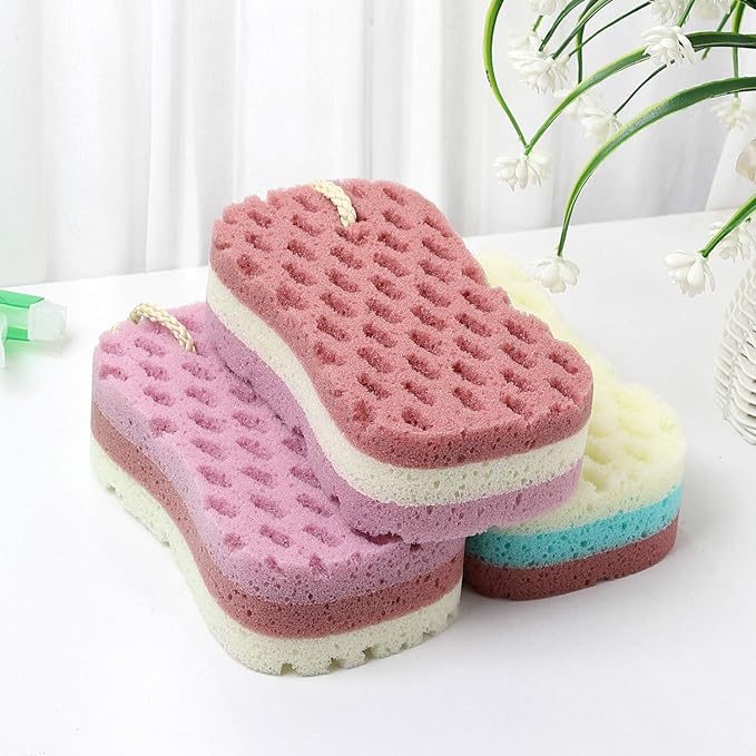 3 Pcs Big Bath Sponge for Women, Sponge Loofah Body Scrubber Shower Sponge for - Image 2