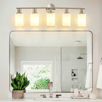 DLLT 5-Light Bathroom Light Fixtures: Nickel Modern Vanity Lights - Image 5