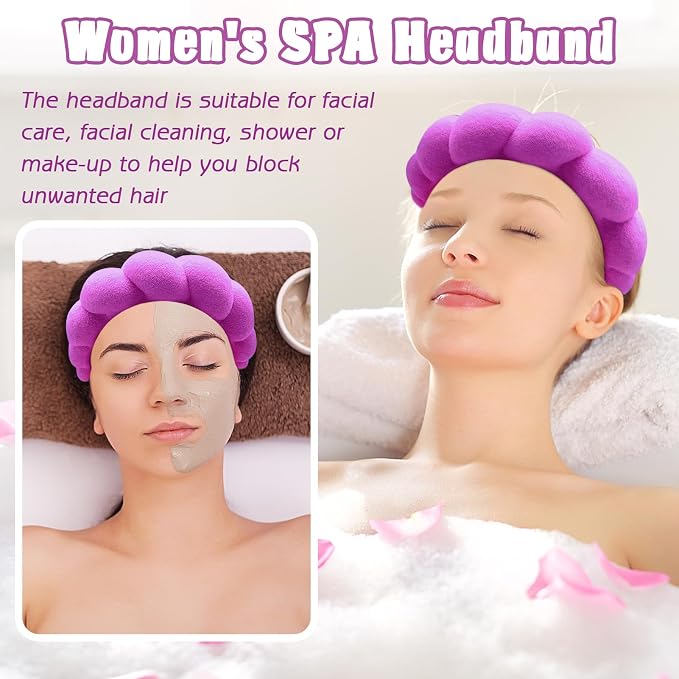 Zkptops Spa Headband for Washing Face Wristband Set Sponge Makeup Skincare - Image 3