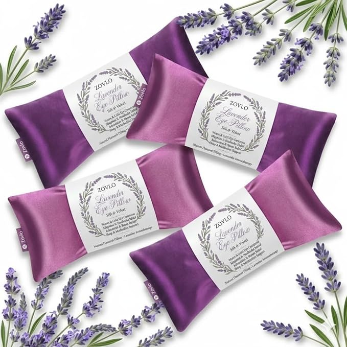 Lavender Eye Pillow for Relaxation, Weighted Eye Mask Heated for Headache - Image 5