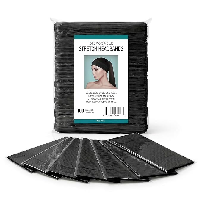 APPEARUS Disposable Stretch Facial Headbands, Snag-Free Adhesive Tab Closure - Image 9