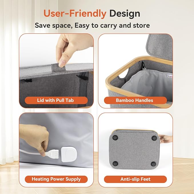 Towel Warmer & Laundry Basket 2-in-1, Foldable Towel Warmer - Image 7