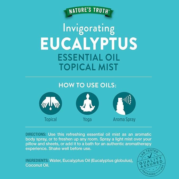 Nature's Truth Eucalyptus Mist Spray 2.4 fl oz | Pure Essential Oil - Image 2