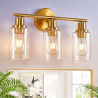 DLLT 3-Light Bathroom Light Fixtures: Gold Modern Vanity Wall Lights by DINGLILIGHTING