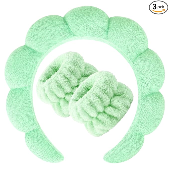 Zkptops Spa Headband for Washing Face Wristband Set Sponge Makeup Skincare by ZKPTOPS