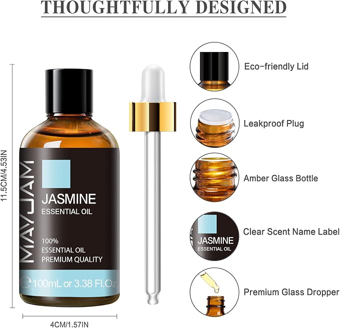 Jasmine Essential Oil with Glass Dropper, MAYJAM Pure Essential Oils - Image 6