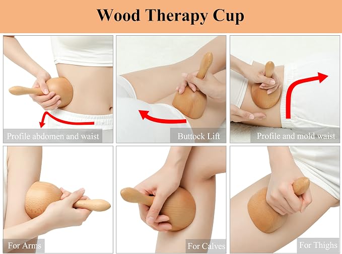 Komogir Handhleld Wooden Massage Cup Wood Therapy Massage Tool Body Sculpting - Image 3
