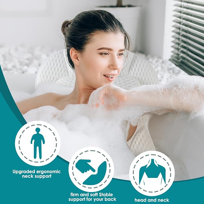 SQLHM Bath Pillows for Tub, Luxury Bath Pillow for Neck and Back Support-with - Image 2