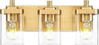 Bathroom Light Fixtures Over Mirror, 3-Light Brushed Gold Vanity Light by Metwet