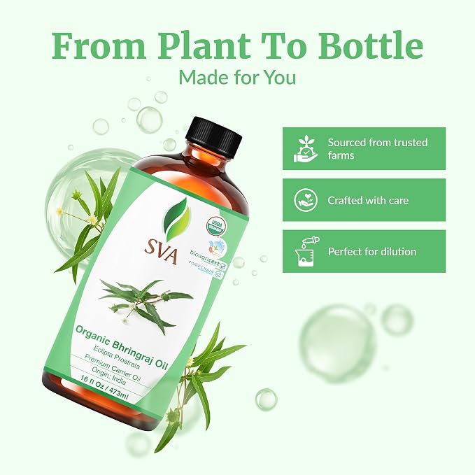 SVA Organic Bhringraj Oil 16oz Premium Carrier Oil - Image 4