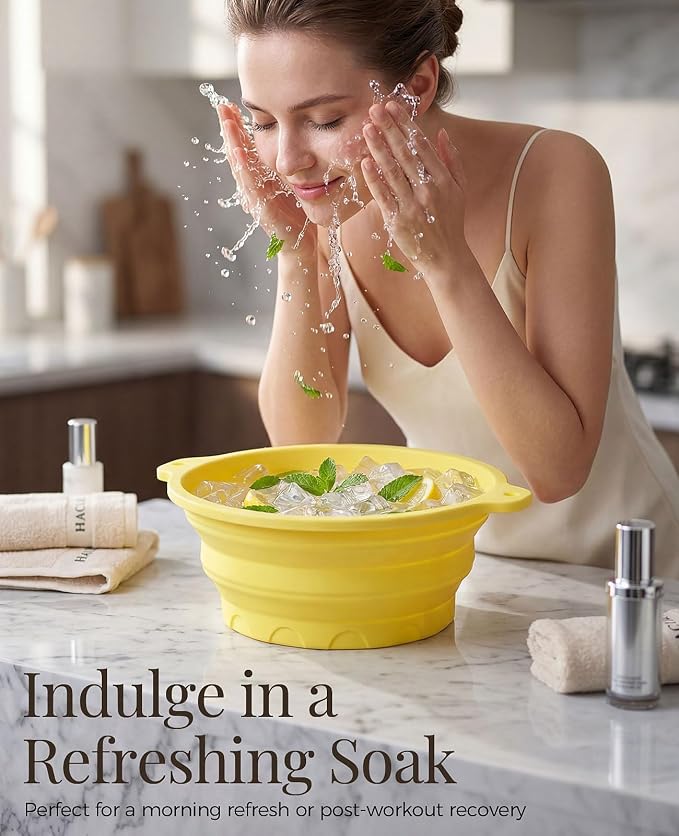 Face Ice Bath Bowl with Built-in Ice Tray, Collapsible Silicone Face Bowl - Image 3