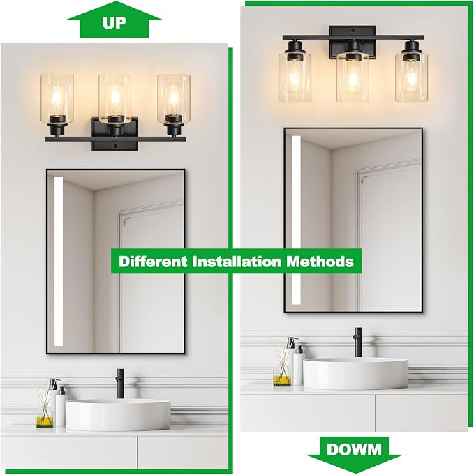 Unicozin 3 Light Bathroom Light Fixtures, Modern Vanity Lights Over Mirror - Image 2