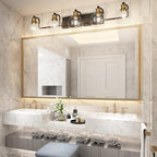 Tipace Vintage Vanity Light Fixture, 5-Light Industrial Black & Gold Bathroom - Image 8