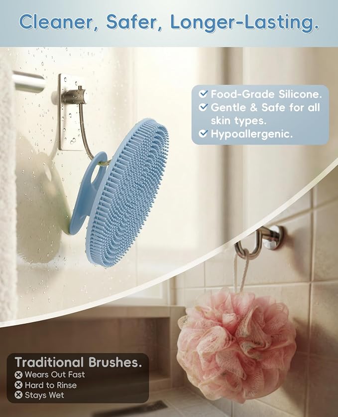 Soft Silicone Shower Brush Body Wash Bath Exfoliating Skin Massage Scrubber - Image 3