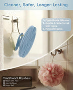 Soft Silicone Shower Brush Body Wash Bath Exfoliating Skin Massage Scrubber - Image 3