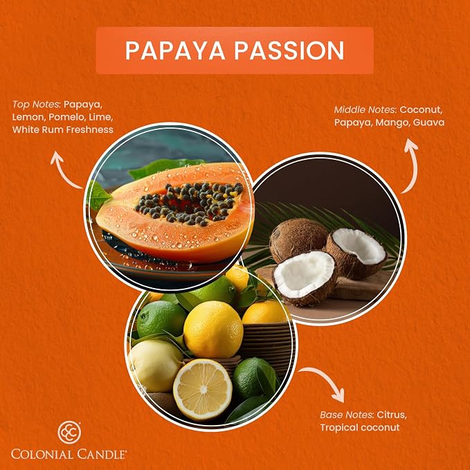 Colonial Candle Papaya Passion Scented Candle Jar, Highly Fragranced Candles - Image 2
