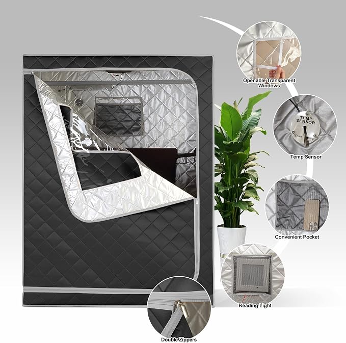 Smartmak Portable Far Infrared Sauna, Home Two Person Sauna Box - Image 5