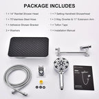 Dual shower Head with Handheld and Filter-14'' Rainfall ShowerHead, High - Image 9