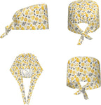 Scrub Cap for Women and Men Boho Black Leaf Pattern Adjustable Breathable - Image 2