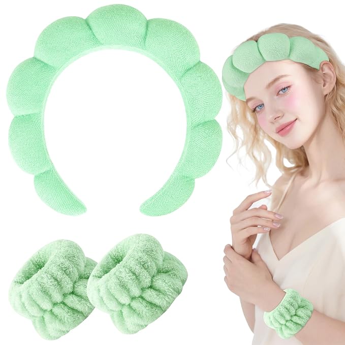 Zkptops Spa Headband for Washing Face Wristband Set Sponge Makeup Skincare - Image 8
