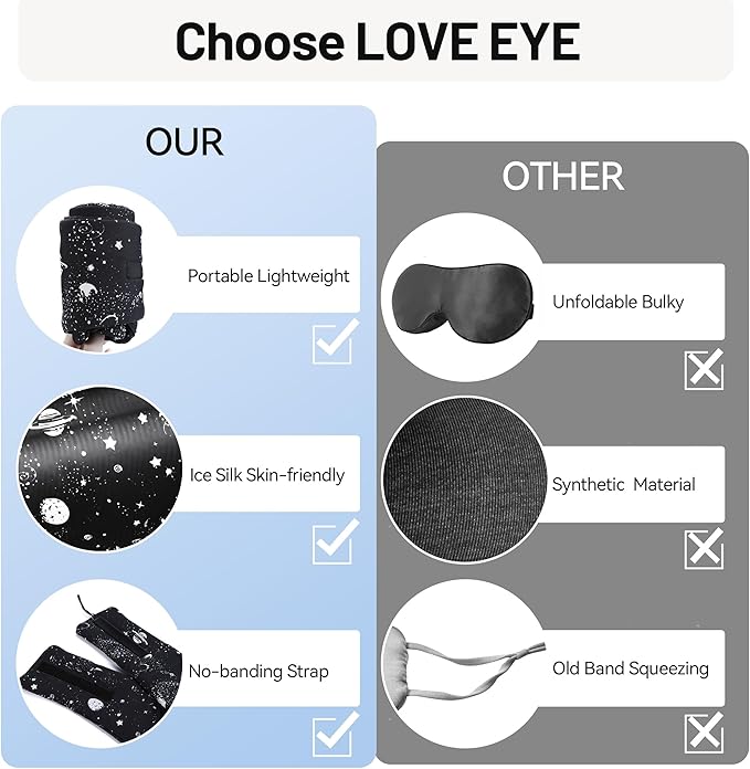 LOVE EYE Dual Side Sleep Mask, Ice Silk Eye Sleeping Mask & Blindfold - Image 6