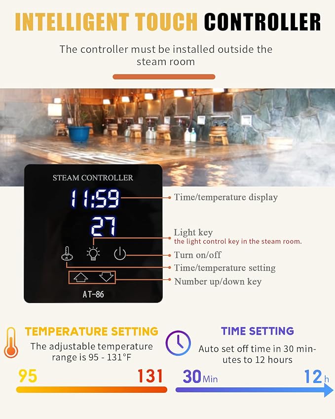 CGOLDENWALL 9KW Commercial Self-Draining Steam Generator Shower System Home - Image 4