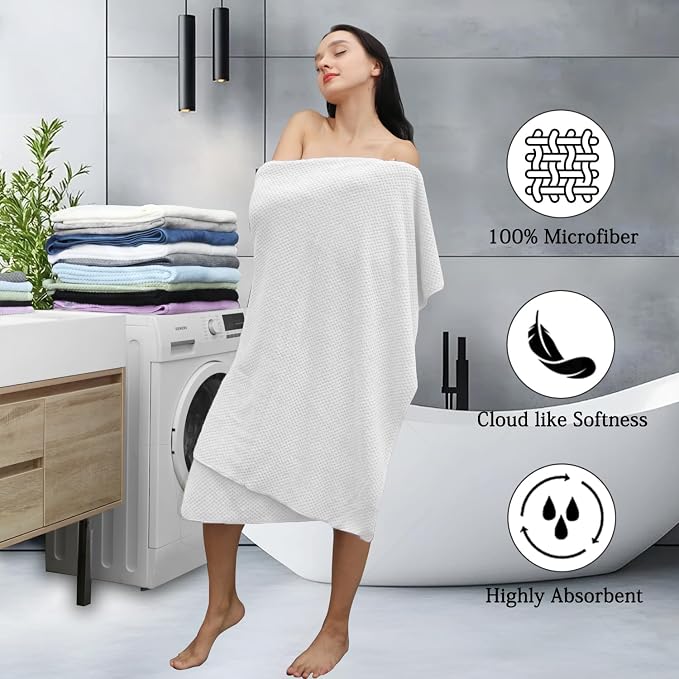 8-Piece White Bath Towels Set, 2 Oversized Large Bath Towels Sheet, 2 Hand - Image 4