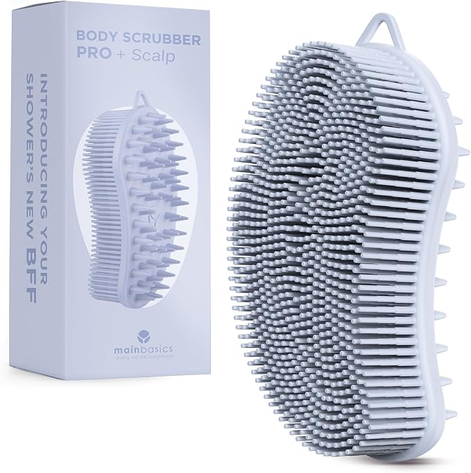 MainBasics Silicone Body Scrubber Dual-Sided Shower Loofah and Scalp Scrubber by MainBasics