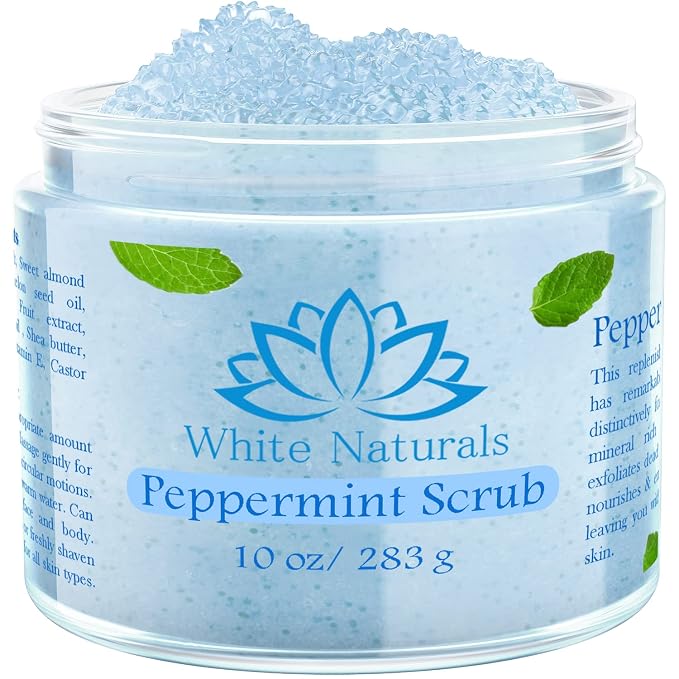 Pure Peppermint Scrub, Moisturizing and Exfoliating Face & Body Scrub, Organic by WhiteNaturals