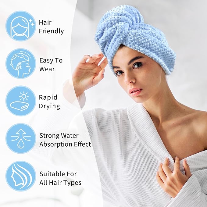 my novel things 3 Pack Microfiber Hair Towel Wrap - Image 4