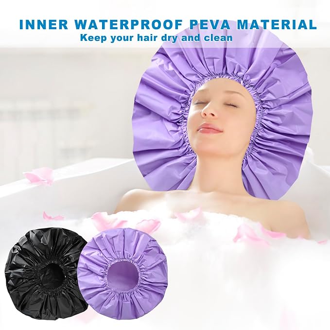 Jumbo Size Shower Cap 2 PCS Waterproof Shower Caps - Image 7