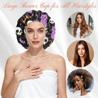 Shower Cap Reusable Double Layer Adjustable Elastic Waterproof EVA Hair Bath - Image 4