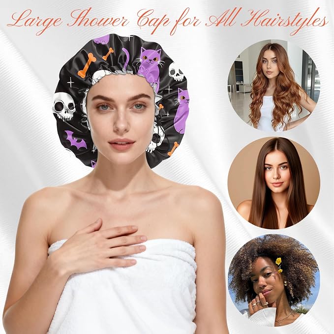 Shower Cap Reusable Double Layer Adjustable Elastic Waterproof EVA Hair Bath - Image 4