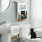 Accnicc 2 Pack Black Cat Bathroom Hand Towels Decorative Potted Plants Dish - Image 3