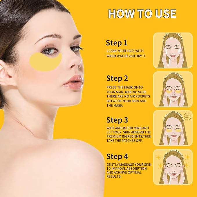 24K Gold Eye Masks for Dark Circles and Puffiness 70PCS, Under Eye Patches for - Image 6