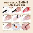 UNA GELLA 9 in 1 Gel Nail Glue for Clear Acrylic Nails Tips 2Pcs 10ml Long - Image 5