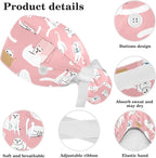 Women Working Cap with Buttons Bouffant Hat Autumn Leaves Nurse Scrub Caps Long - Image 4