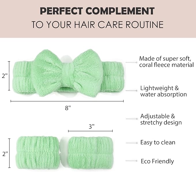 Ayesha Green Spa Headband and Wristband Set - Image 2